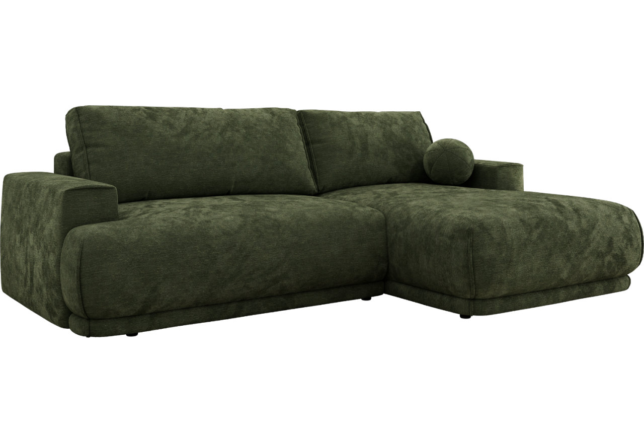 Narożnik RINA L - strona prawa - ciemnozielony, szenil gładki
