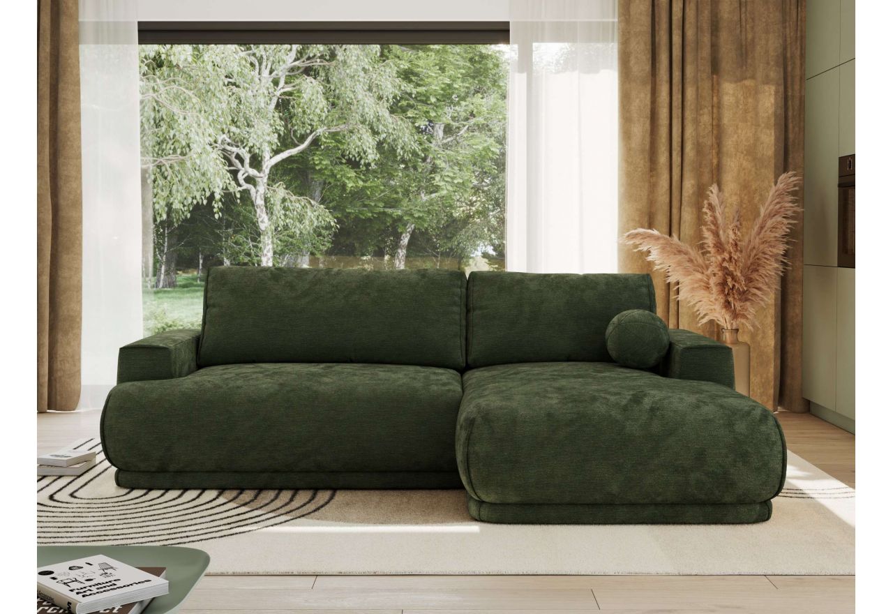 Narożnik RINA L - strona prawa - ciemnozielony, szenil gładki