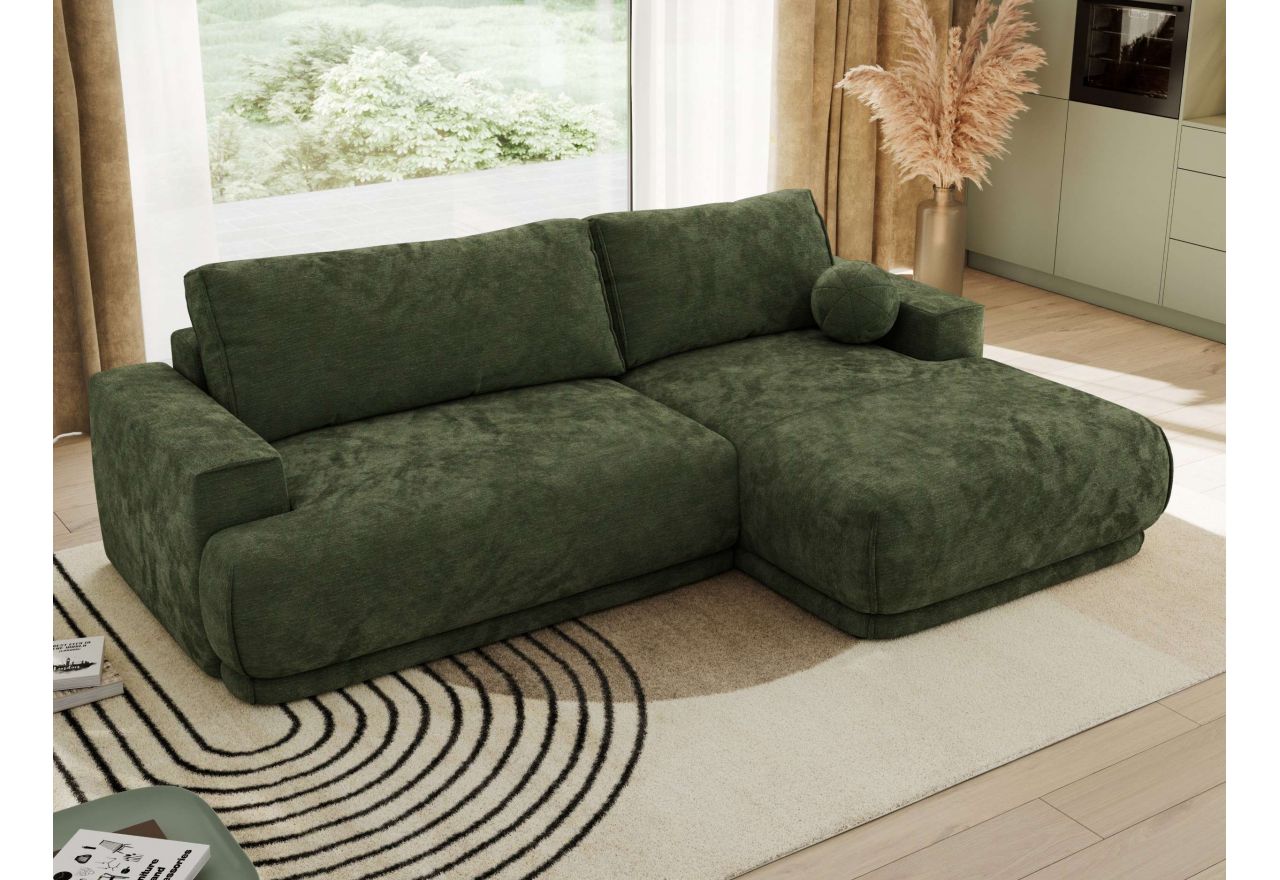Narożnik RINA L - strona prawa - ciemnozielony, szenil gładki