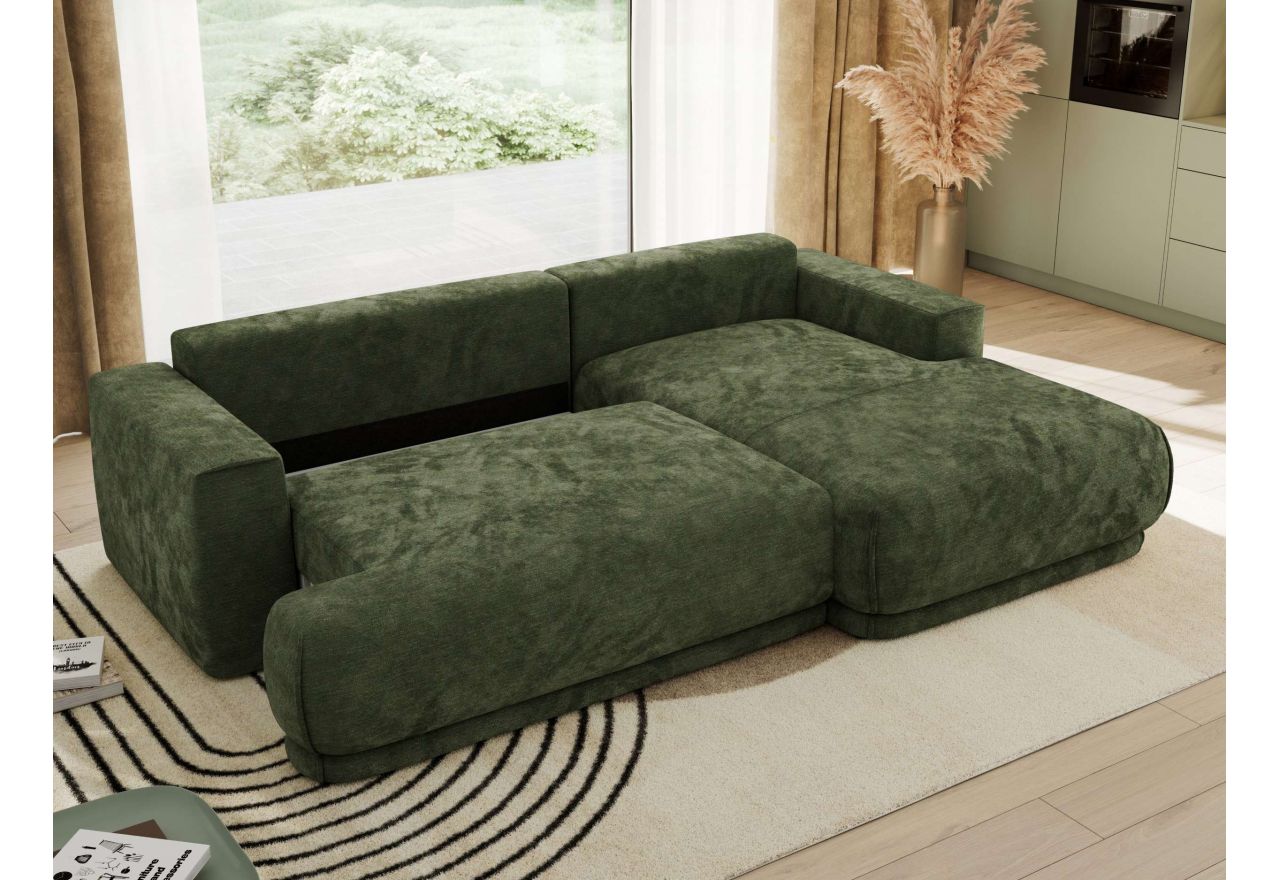 Narożnik RINA L - strona prawa - ciemnozielony, szenil gładki