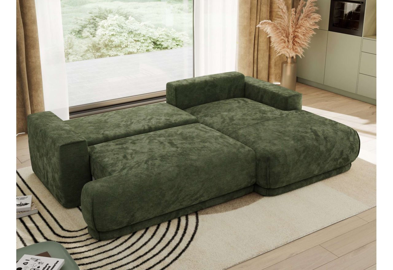 Narożnik RINA L - strona prawa - ciemnozielony, szenil gładki