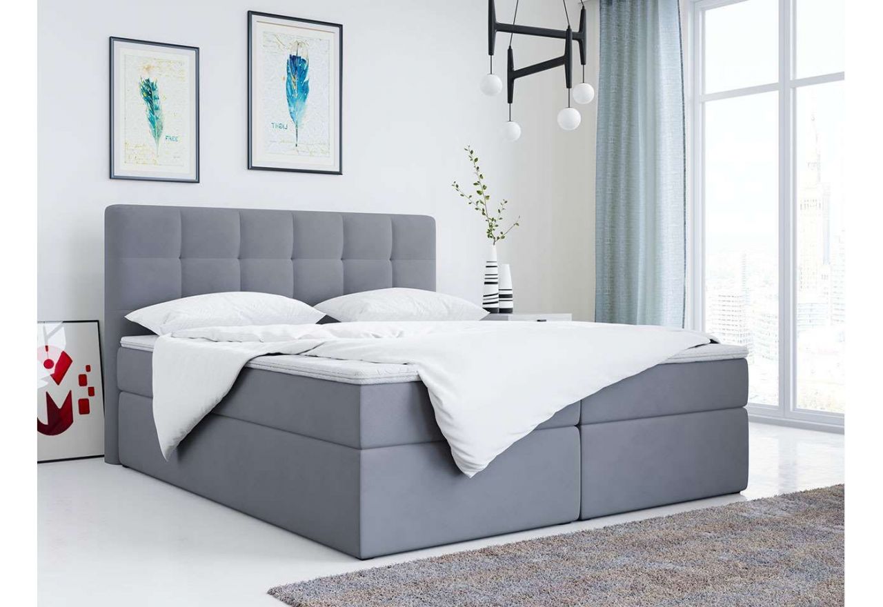 Modne łóżko 140x200 cm dwuosobowe kontynentalne do sypialni - LUKA / Casablanca 2314
