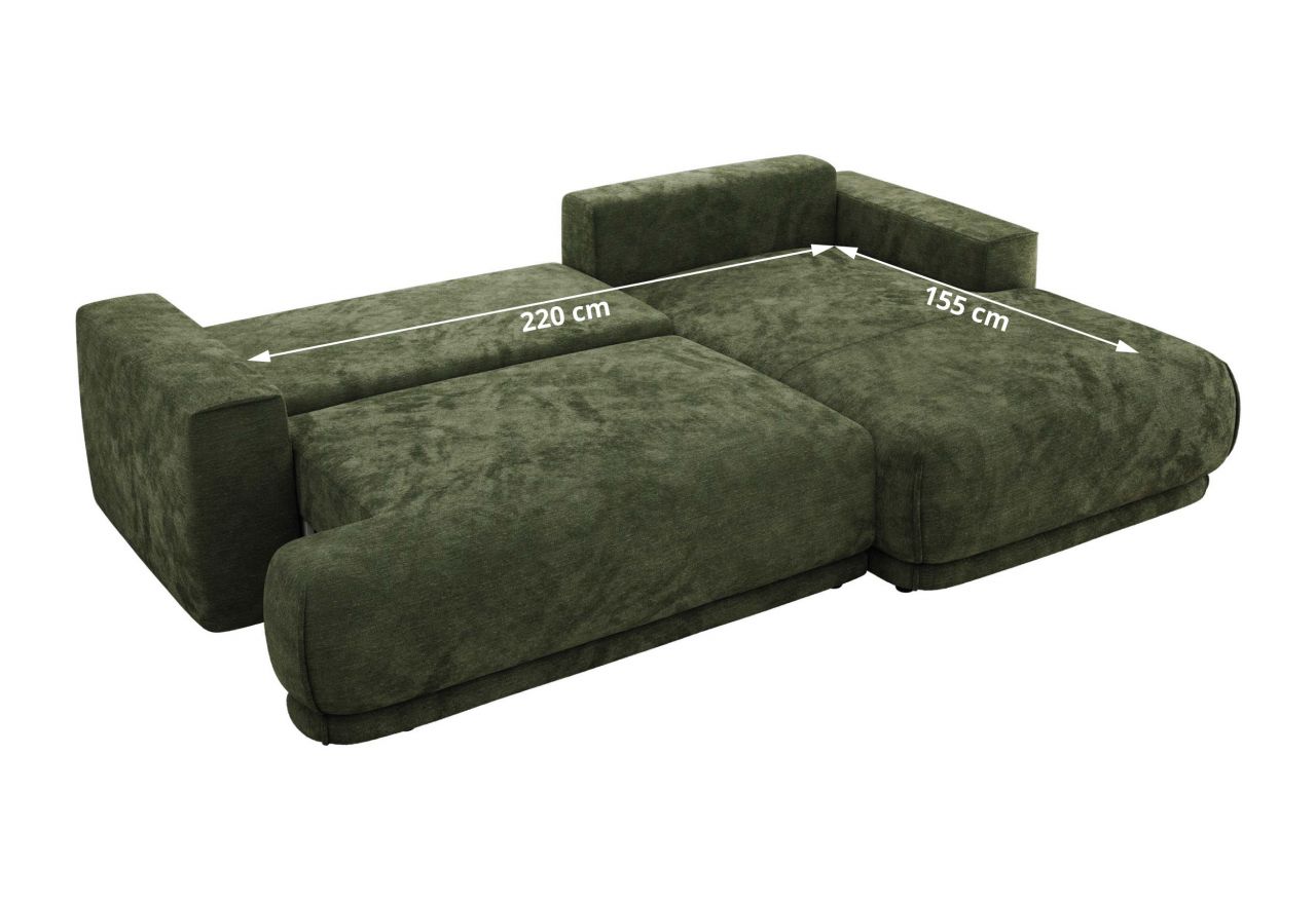 Narożnik RINA L - strona prawa - ciemnozielony, szenil gładki