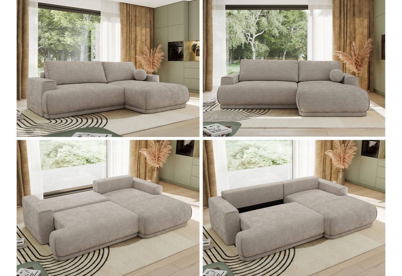 Narożnik RINA L - strona prawa - jasnoszary, szenil gładki