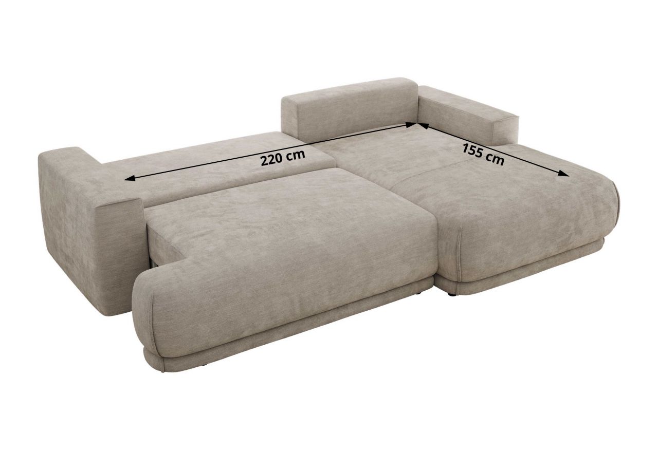 Narożnik RINA L - strona prawa - jasnoszary, szenil gładki