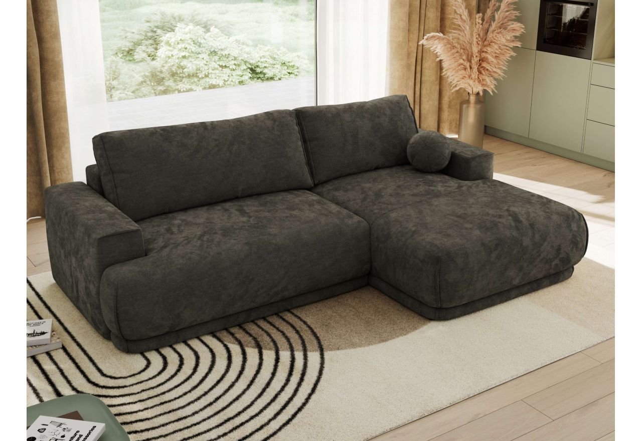 Narożnik RINA L - strona prawa - ciemnoszary, szenil gładki