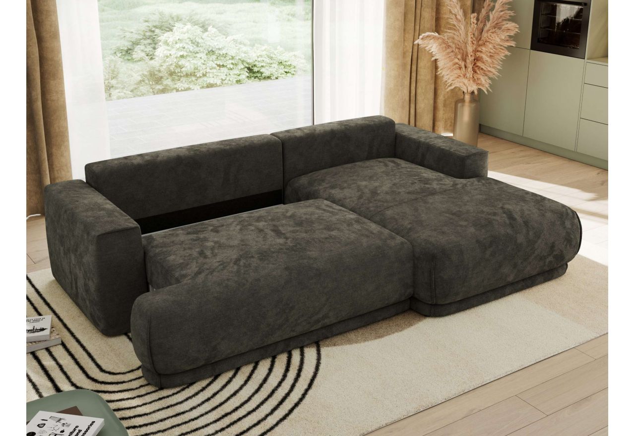 Narożnik RINA L - strona prawa - ciemnoszary, szenil gładki