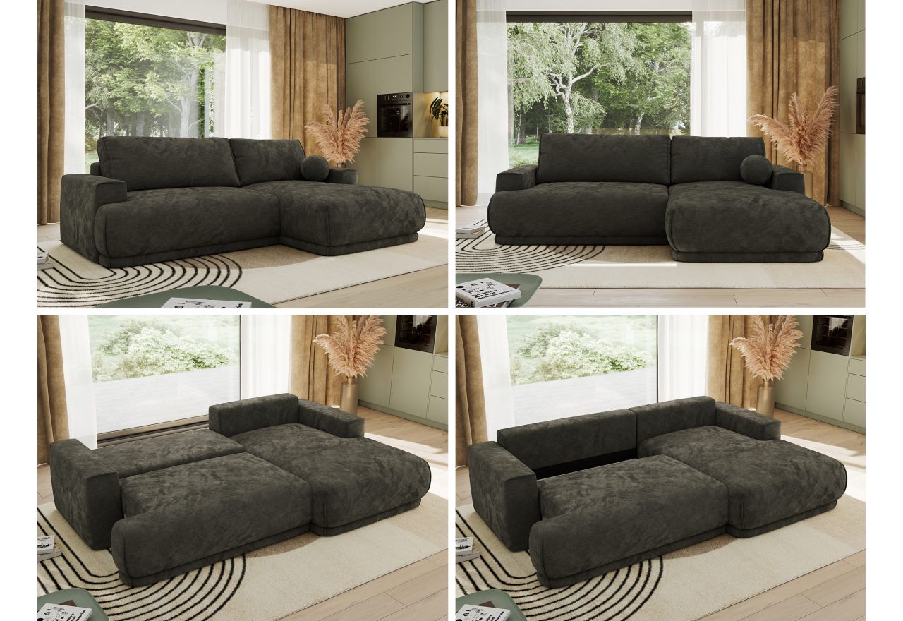 Narożnik RINA L - strona prawa - ciemnoszary, szenil gładki