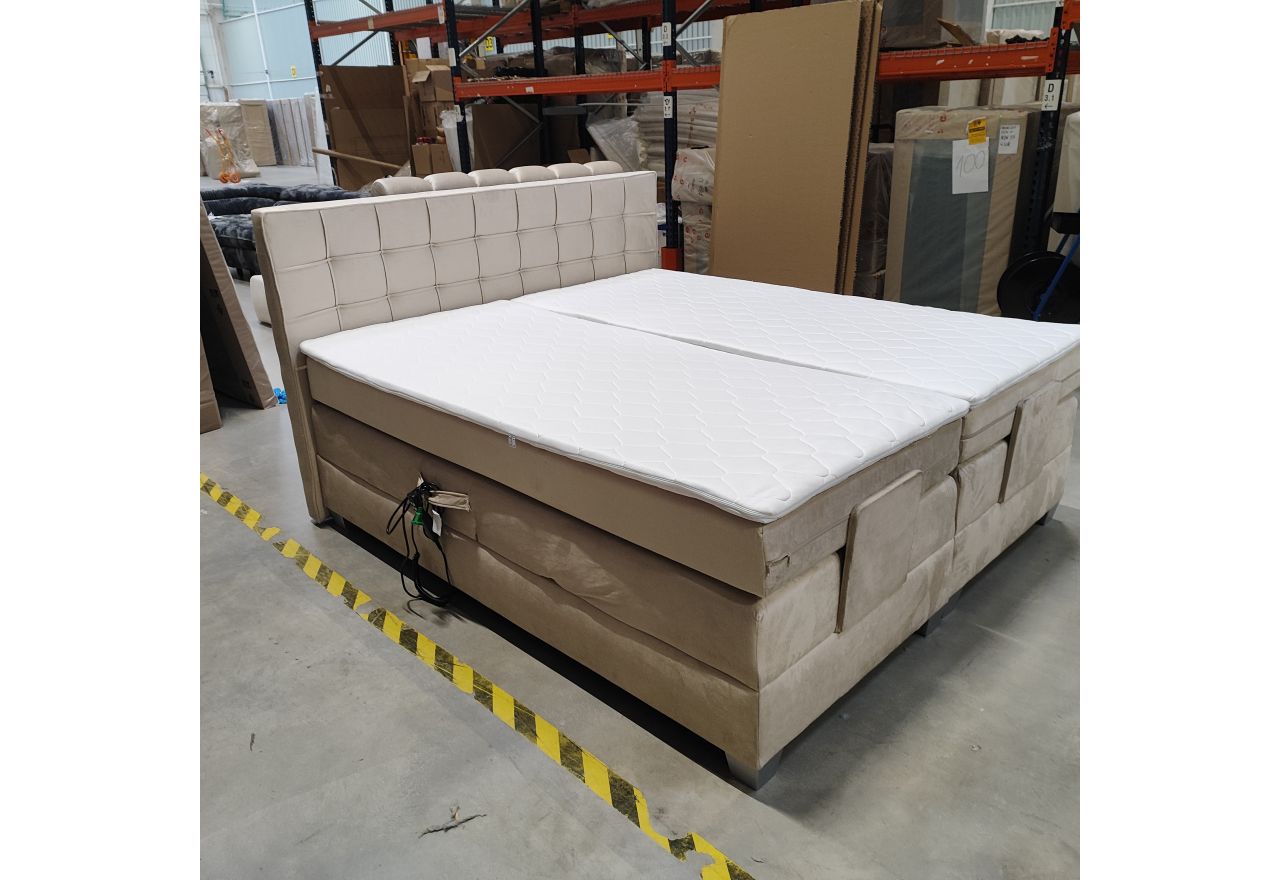 Łóżko kontynentalne, elektrycznie sterowane z pilota - ELECTRO 180x200 - Monolith 02 - beżowy - OUTLETU