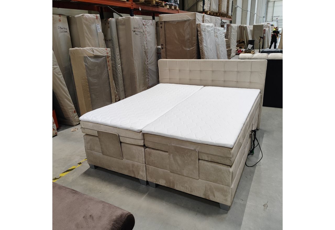 Łóżko kontynentalne, elektrycznie sterowane z pilota - ELECTRO 180x200 - Monolith 02 - beżowy - OUTLETU