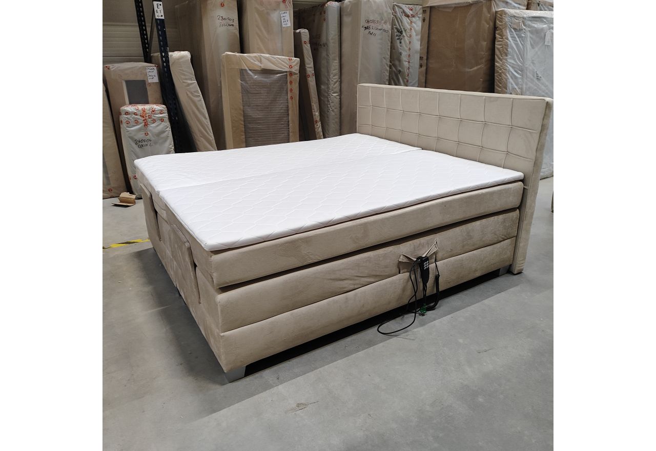 Łóżko kontynentalne, elektrycznie sterowane z pilota - ELECTRO 180x200 - Monolith 02 - beżowy - OUTLETU