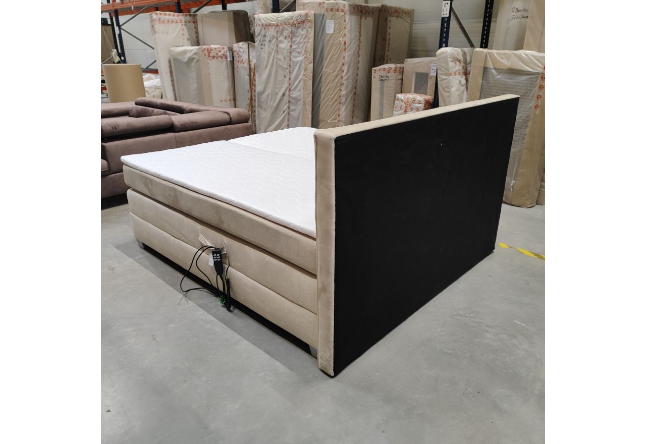 Łóżko kontynentalne, elektrycznie sterowane z pilota - ELECTRO 180x200 - Monolith 02 - beżowy - OUTLETU