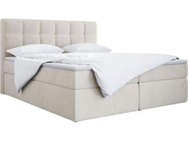 Nowoczesne kontynentalne łóżko z pojemnikiem na pościel i opcją wyboru tkaniny - LUKA / Monolith 25090