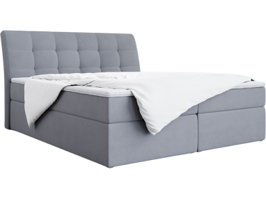 Łóżko kontynentalne 160x200 cm, szare z materacem i pojemnikiem na pościel  - DINGO / Casablanca 20573