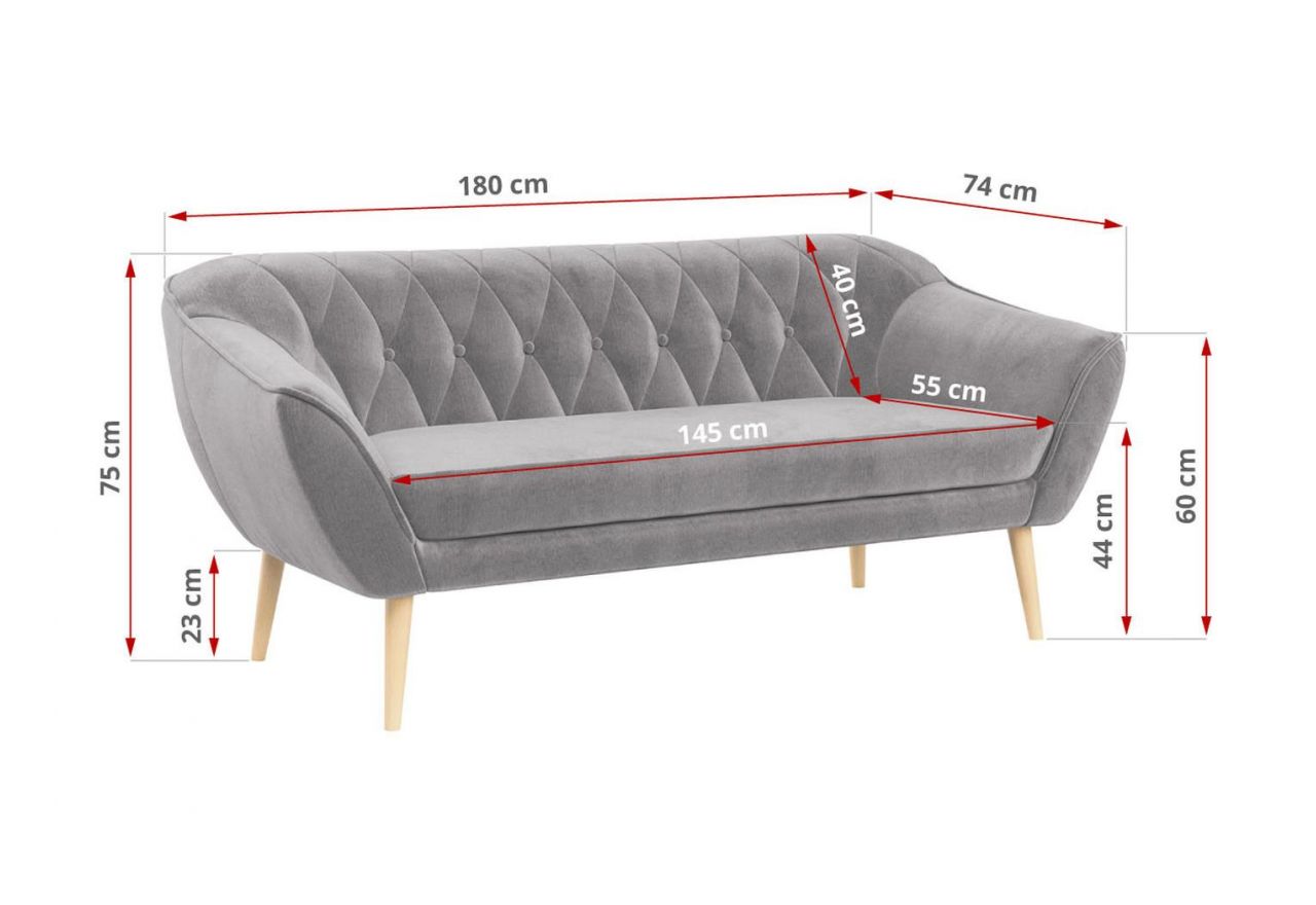 Sofa PIRS 3 - Monolith 84 - jasny szary - OUTLET
