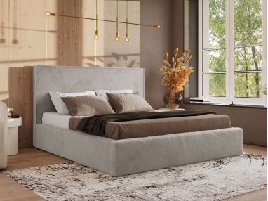 Łóżko tapicerowane CORIVO CLASSIC 180x200 - jasnoszary, plusz