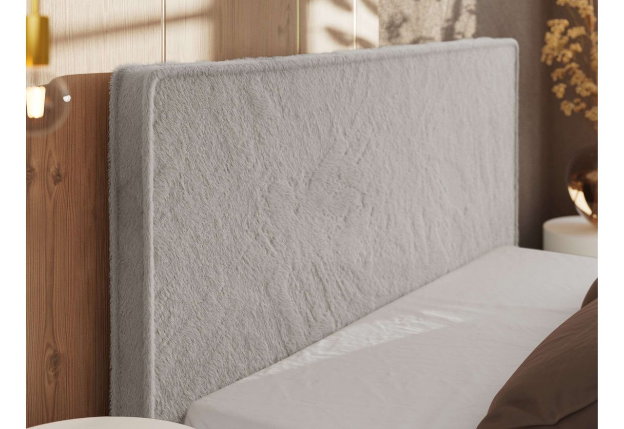Łóżko tapicerowane CORIVO CLASSIC 160x200 - materac pocket - jasnoszary, plusz