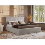 Łóżko tapicerowane CORIVO CLASSIC 180x200 - materac pocket - jasnoszary, plusz