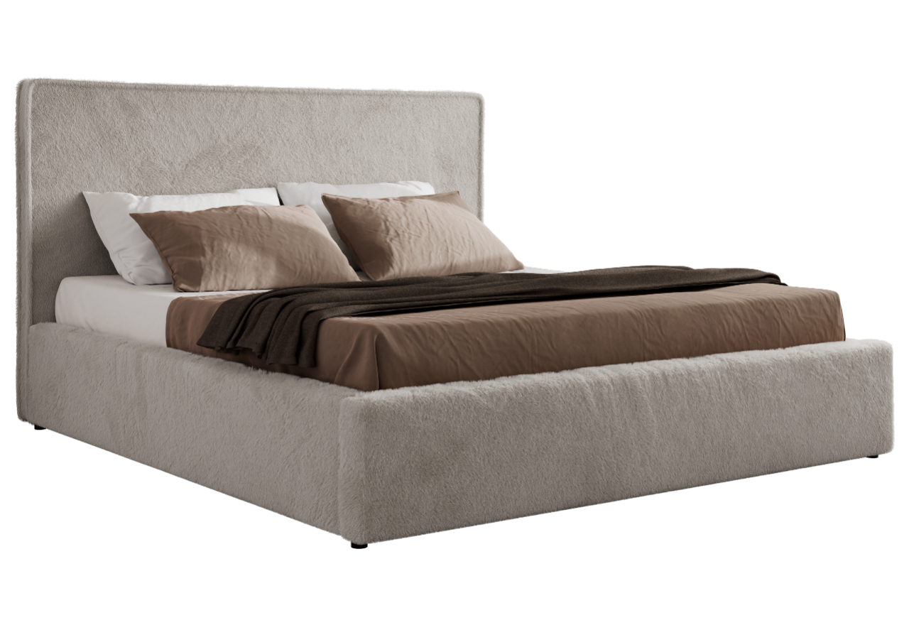 Łóżko tapicerowane CORIVO CLASSIC 180x200 - materac pocket - jasnoszary, plusz