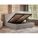 Łóżko tapicerowane CORIVO CLASSIC 180x200 - materac multipocket - jasnoszary, plusz