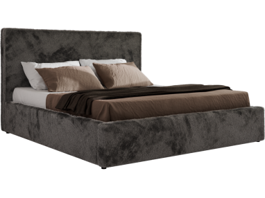 Łóżko tapicerowane CORIVO CLASSIC 160x200 - materac piankowy - ciemnoszary, plusz