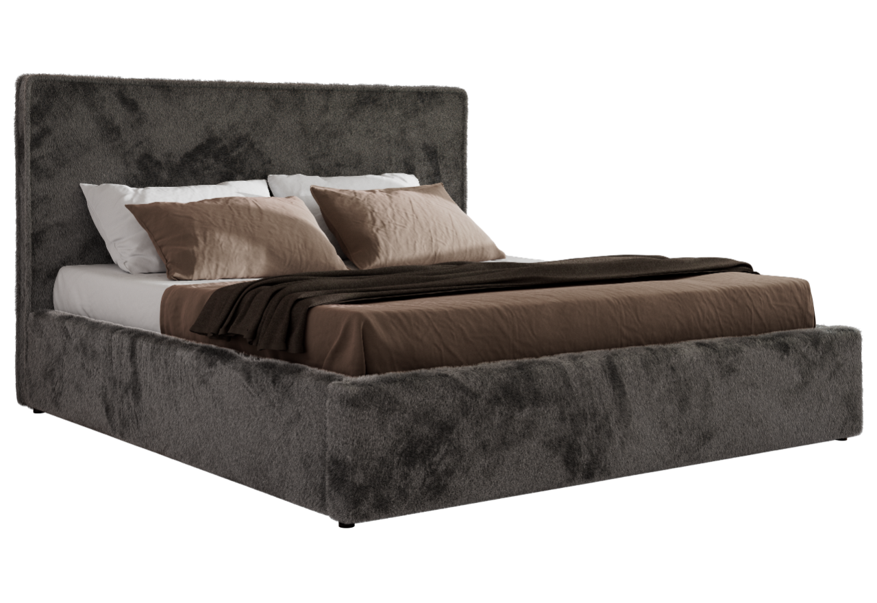 Łóżko tapicerowane CORIVO CLASSIC 160x200 - materac piankowy - ciemnoszary, plusz