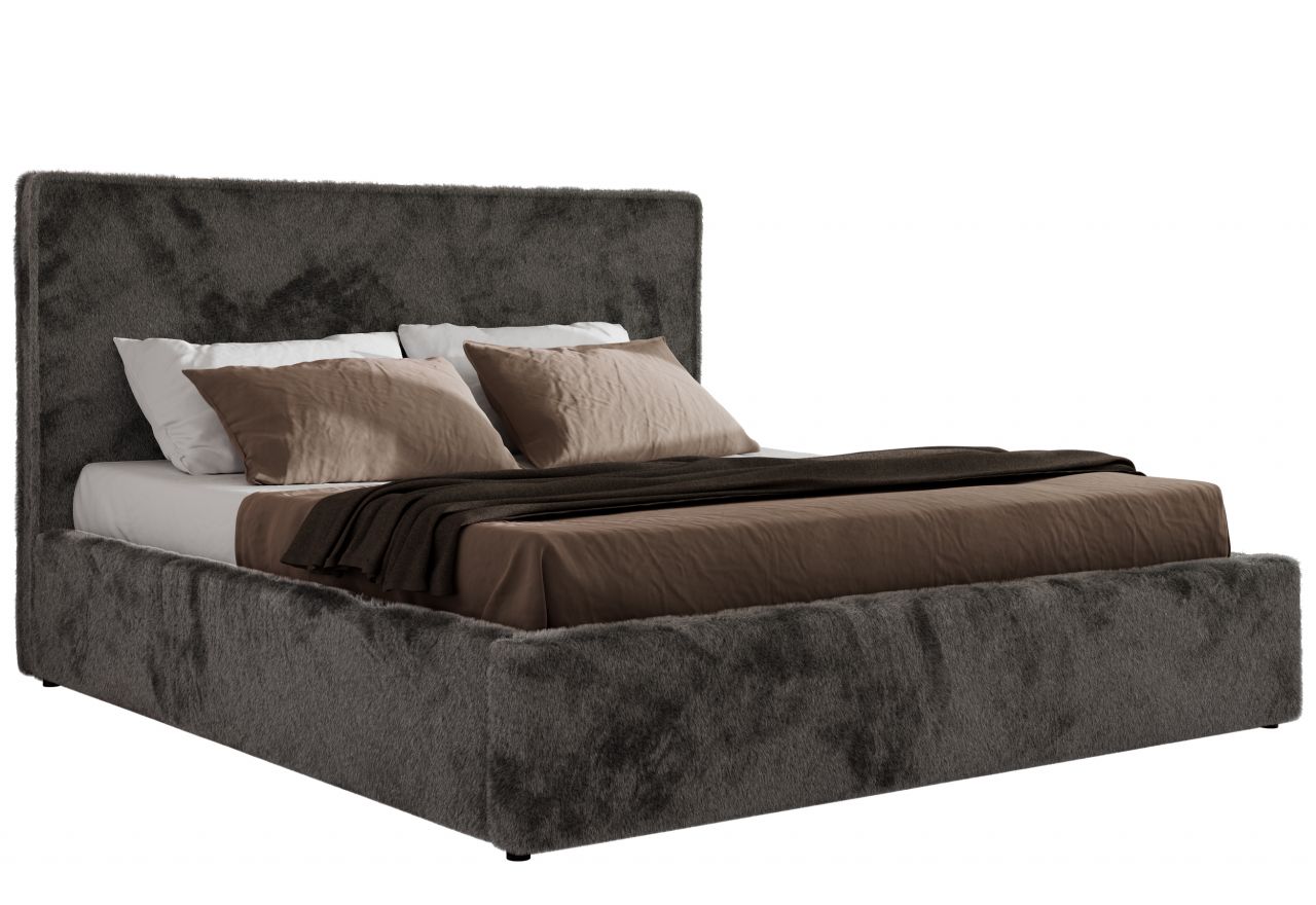 Łóżko tapicerowane CORIVO CLASSIC 180x200 - materac piankowy - ciemnoszary, plusz