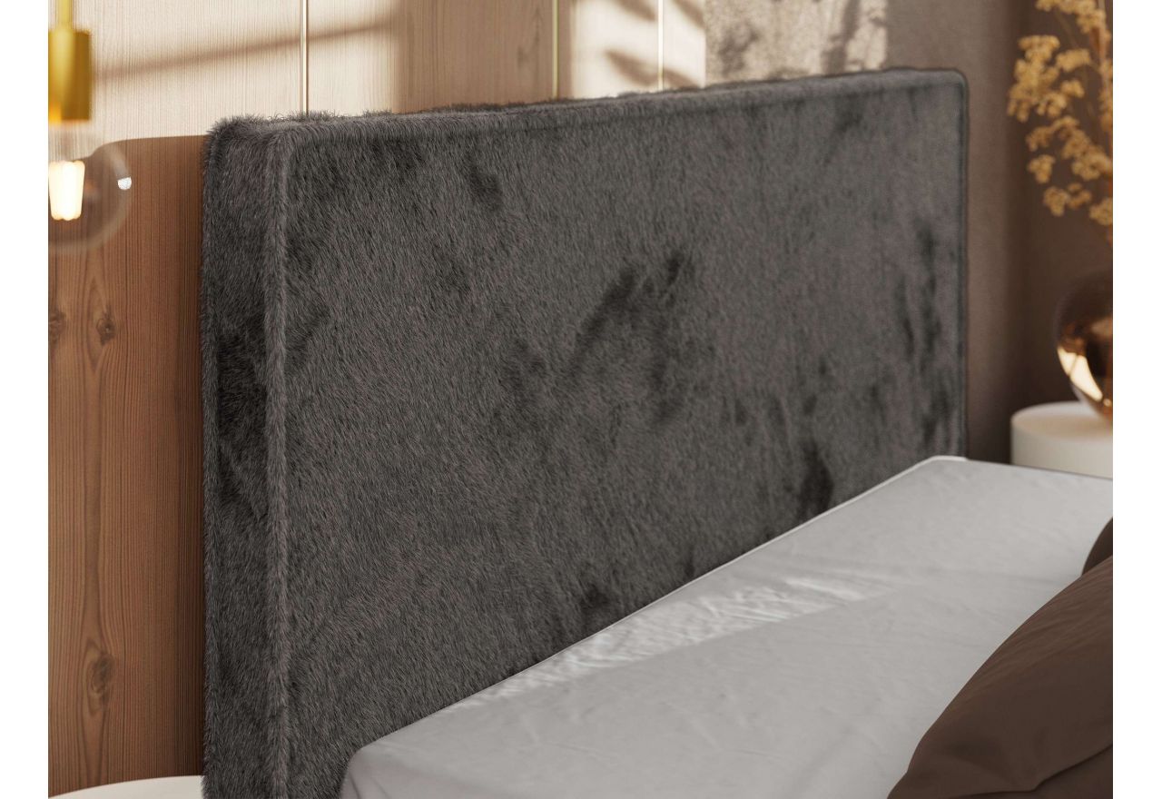 Łóżko tapicerowane CORIVO CLASSIC 180x200 - materac pocket - ciemnoszary, plusz