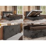 Łóżko tapicerowane CORIVO CLASSIC 180x200 - materac pocket - ciemnoszary, plusz