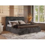 Łóżko tapicerowane CORIVO CLASSIC 140x200 - materac multipocket - ciemnoszary, plusz
