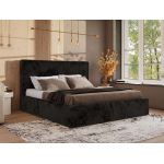 Łóżko tapicerowane CORIVO CLASSIC 200x200 - ciemnoszary, plusz