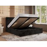 Łóżko tapicerowane CORIVO CLASSIC 140x200 - materac piankowy - czarny, plusz