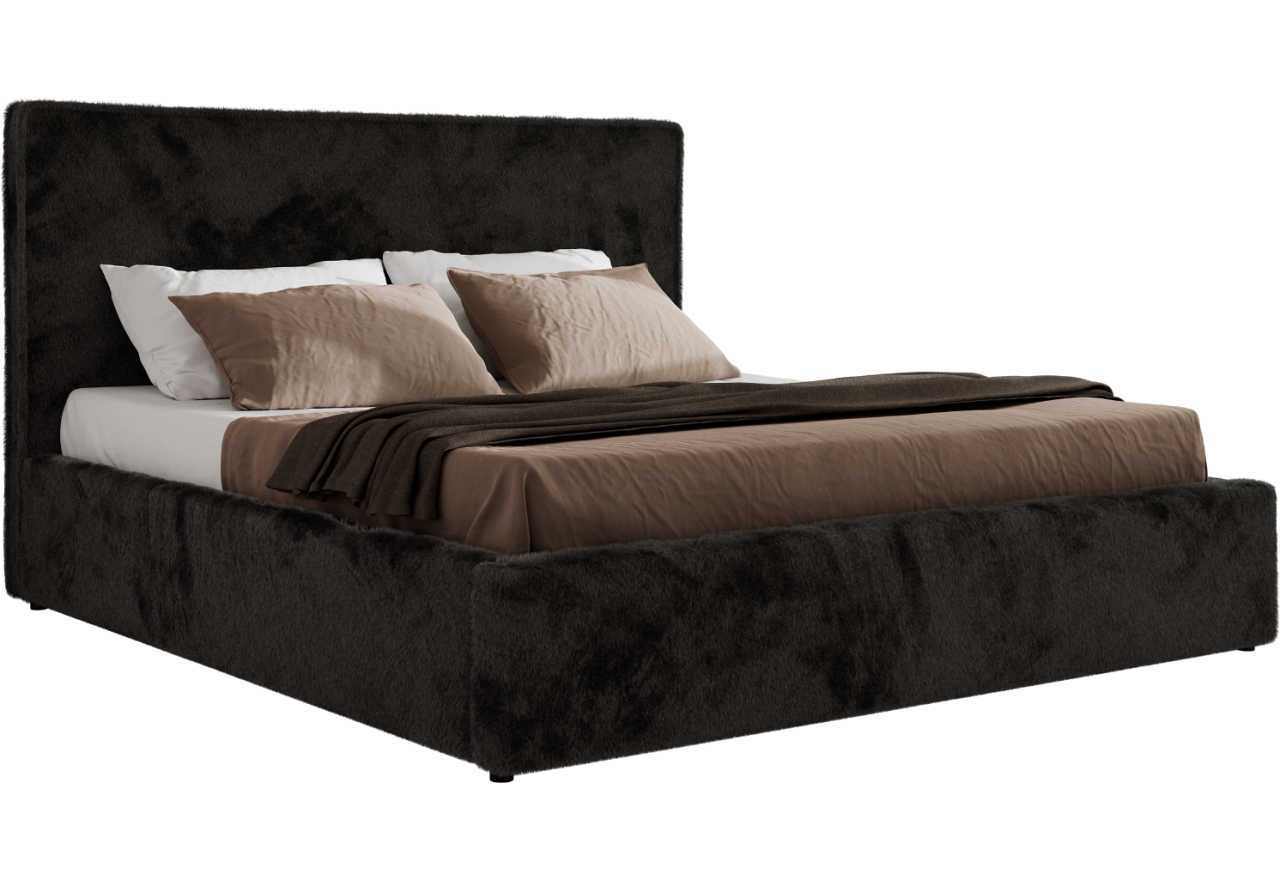 Łóżko tapicerowane CORIVO CLASSIC 180x200 - materac piankowy - czarny, plusz