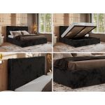 Łóżko tapicerowane CORIVO CLASSIC 140x200 - materac pocket - czarny, plusz