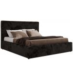 Łóżko tapicerowane CORIVO CLASSIC 160x200 - materac pocket - czarny, plusz