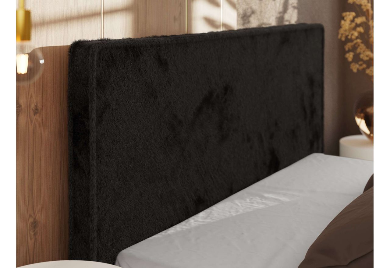 Łóżko tapicerowane CORIVO CLASSIC 180x200 - materac pocket - czarny, plusz