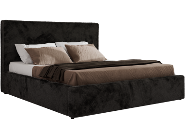 Łóżko tapicerowane CORIVO CLASSIC 200x200 - materac pocket - czarny, plusz