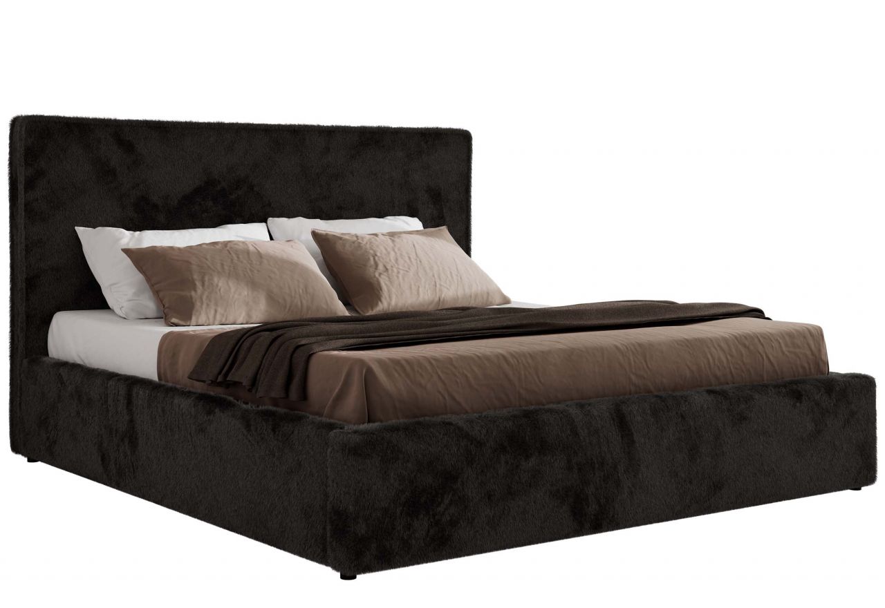 Łóżko tapicerowane CORIVO CLASSIC 160x200 - materac multipocket - czarny, plusz