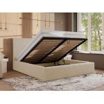 Łóżko tapicerowane CORIVO CLASSIC 180x200 - materac piankowy - kremowy, plusz