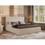 Łóżko tapicerowane CORIVO CLASSIC 200x200 - materac piankowy - kremowy, plusz