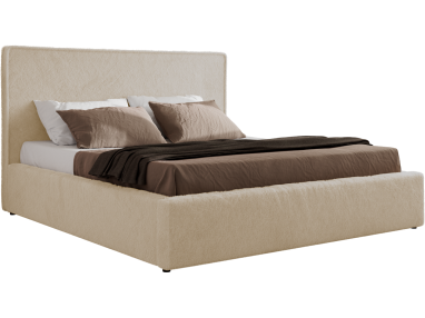 Łóżko tapicerowane CORIVO CLASSIC 160x200 - materac pocket - kremowy, plusz