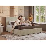 Łóżko tapicerowane CORIVO CLASSIC 180x200 - materac pocket - kremowy, plusz