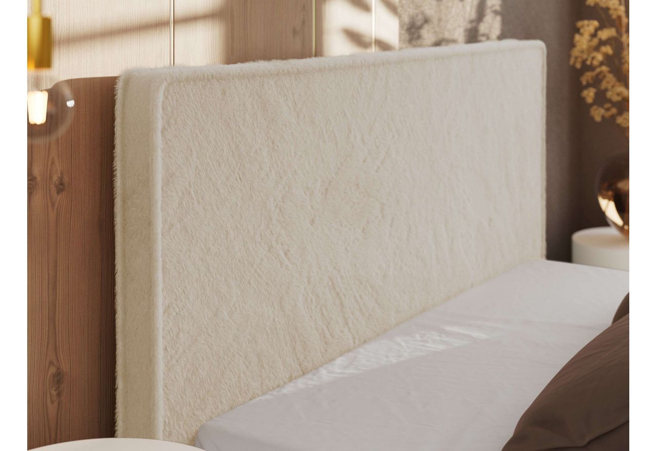 Łóżko tapicerowane CORIVO CLASSIC 180x200 - materac pocket - kremowy, plusz