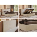 Łóżko tapicerowane CORIVO CLASSIC 180x200 - materac pocket - kremowy, plusz