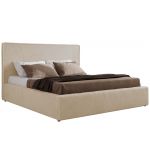Łóżko tapicerowane CORIVO CLASSIC 200x200 - materac pocket - kremowy, plusz