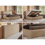 Łóżko tapicerowane CORIVO CLASSIC 140x200 - materac piankowy - beżowy, plusz