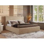 Łóżko tapicerowane CORIVO CLASSIC 180x200 - materac piankowy - beżowy, plusz