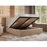 Łóżko tapicerowane CORIVO CLASSIC 200x200 - materac pocket - beżowy, plusz