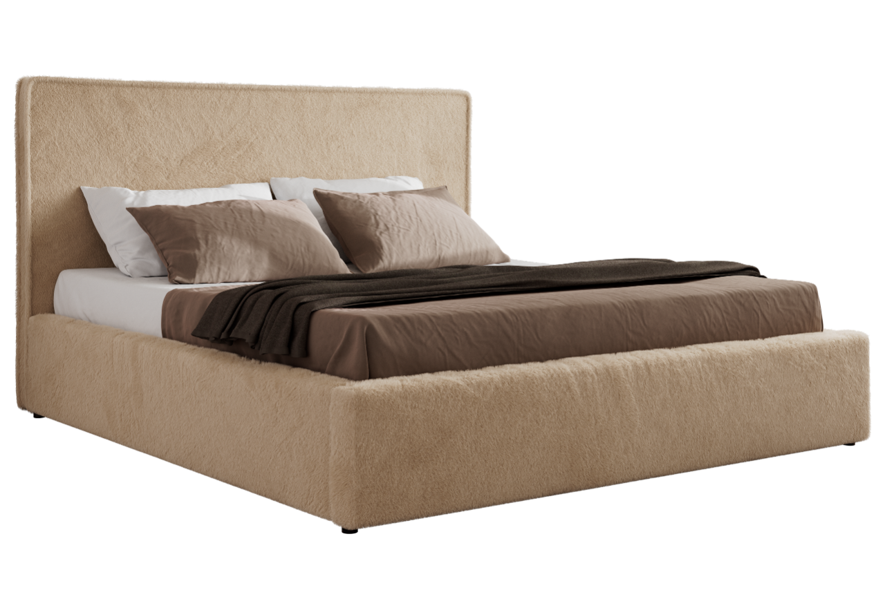 Łóżko tapicerowane CORIVO CLASSIC 200x200 - materac multipocket - beżowy, plusz