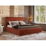 Łóżko tapicerowane CORIVO CLASSIC 140x200 - materac pocket - pomarańczowy, plusz